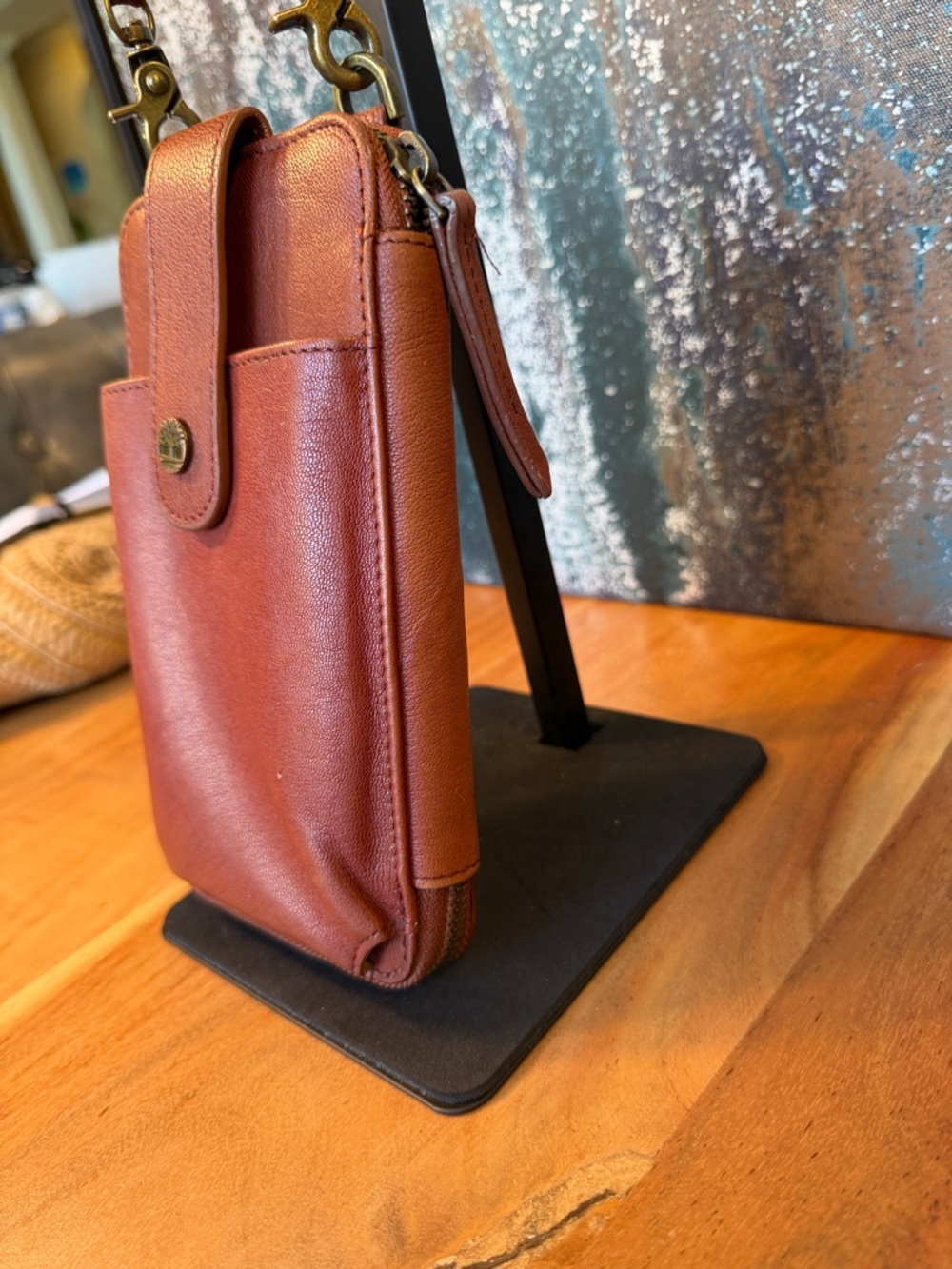 Timberland Minimalist Leather Phone Crossbody Wallet Brown Compact (GUC) - Picture 7 of 17